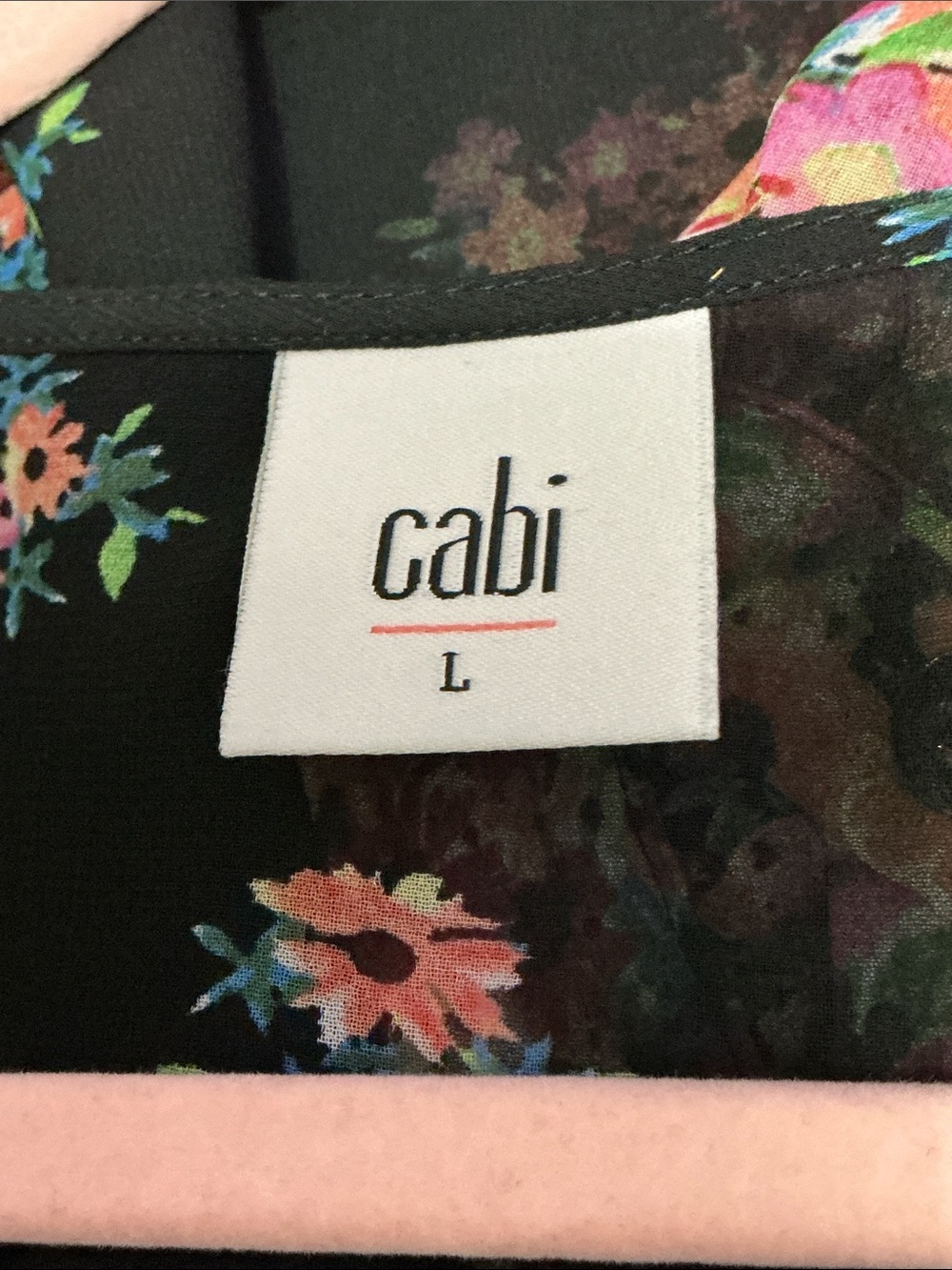 CABI Floral Sheer V-Neck Long Sleeve Blouse L 22” p2p Black NWOT - Picture 3 of 9